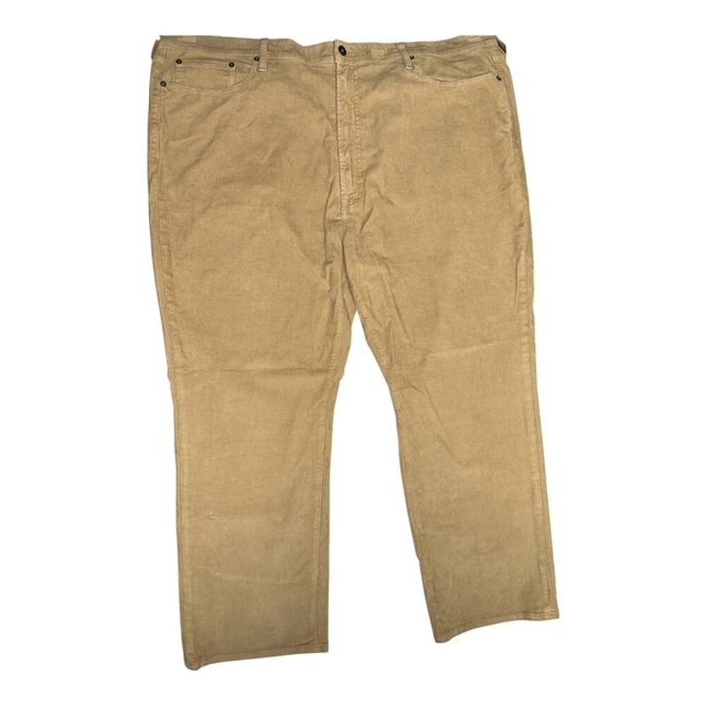 Cremieux Corbin Corduroy Pants 46x32 Khaki Beige Straight Mod Fit Stretch Casual